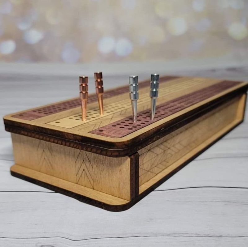Cribbage Board, Cribbage Board with Storage, Custom Cribbage Board, Wooden Cribbage Board, Personalized Cribbage Board, Family Game Night (Cribbage Board)