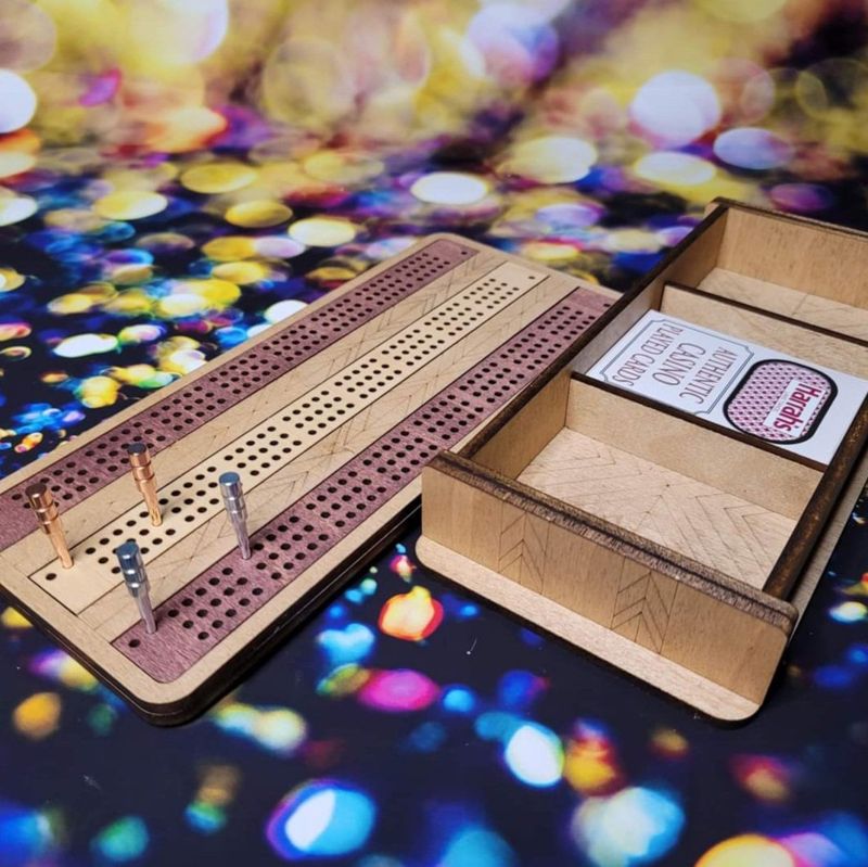 Cribbage Board, Cribbage Board with Storage, Custom Cribbage Board, Wooden Cribbage Board, Personalized Cribbage Board, Family Game Night (Cribbage Board)