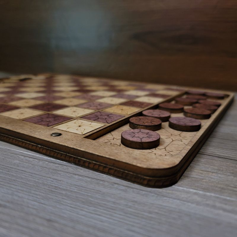 Checkers, Checkers Set, Checkers Board w Magnetic Lid, Personalized Checkers Game, Wooden Checker Board (Checker Set)
