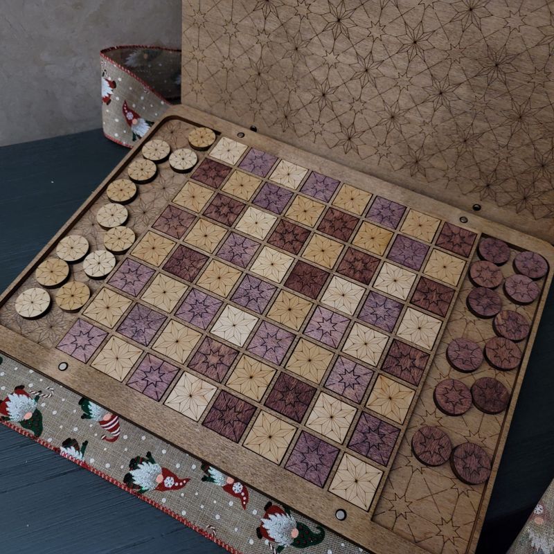Checkers, Checkers Set, Checkers Board w Magnetic Lid, Personalized Checkers Game, Wooden Checker Board (Checker Set)