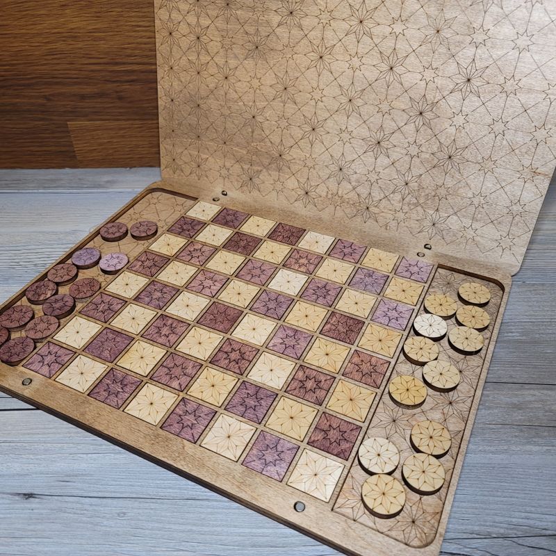 Checkers, Checkers Set, Checkers Board w Magnetic Lid, Personalized Checkers Game, Wooden Checker Board (Checker Set)