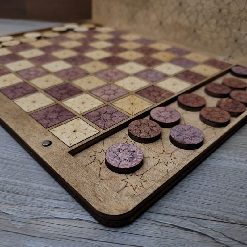 Checkers, Checkers Set, Checkers Board w Magnetic Lid, Personalized Checkers Game, Wooden Checker Board (Checker Set)