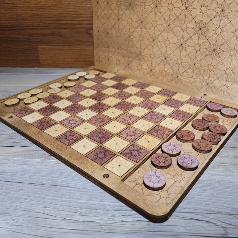 Checkers, Checkers Set, Checkers Board w Magnetic Lid, Personalized Checkers Game, Wooden Checker Board (Checker Set)
