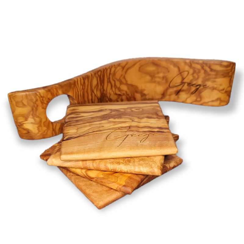 Olive Wood Cutting Board, Large 18" x 9" Olivewood Resin Charcuterie Board, Closing Gift, Wedding Gift, Engagement, Olive Wood Serving Set (Coasters Only, Solid Olive Wood)