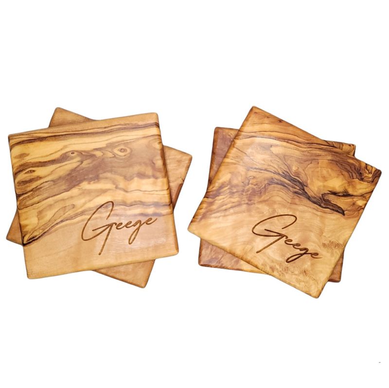 Olive Wood Cutting Board, Large 18" x 9" Olivewood Resin Charcuterie Board, Closing Gift, Wedding Gift, Engagement, Olive Wood Serving Set (Coasters Only, Solid Olive Wood)