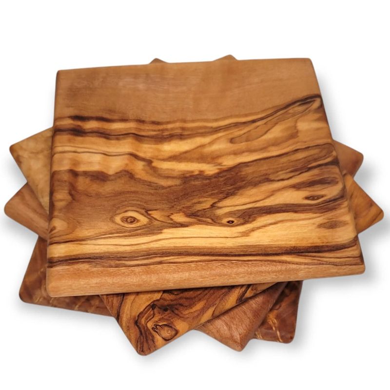 Olive Wood Cutting Board, Large 18" x 9" Olivewood Resin Charcuterie Board, Closing Gift, Wedding Gift, Engagement, Olive Wood Serving Set (Coasters Only, Solid Olive Wood)