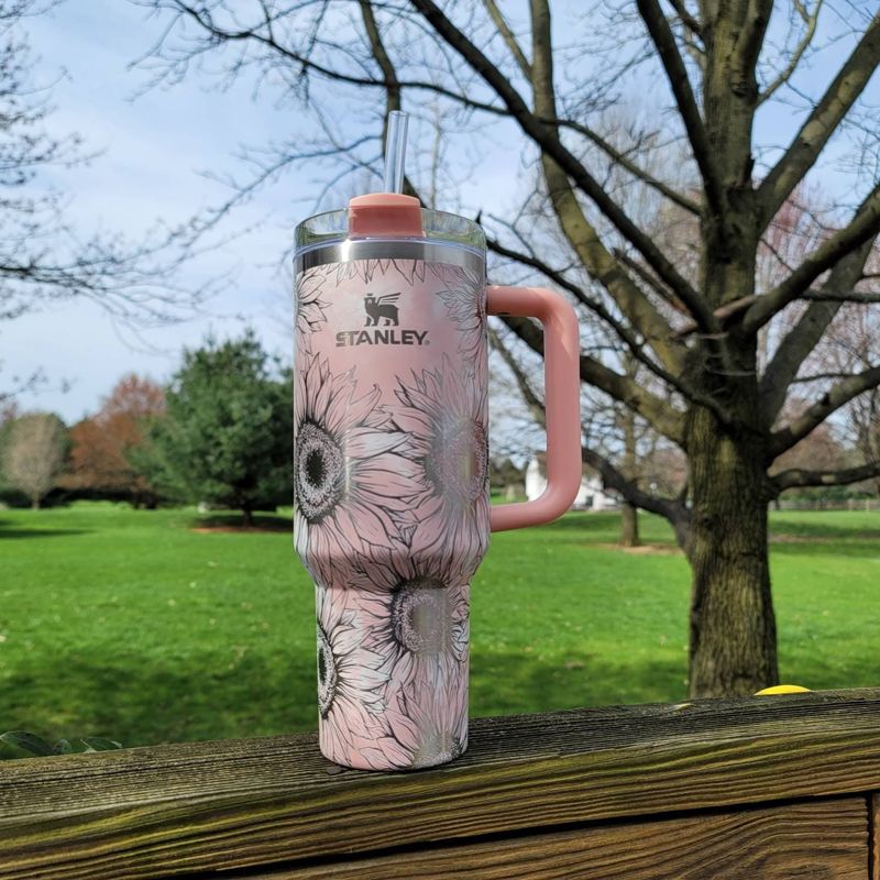 Sunflower Stanley, **FREE KEYCHAIN, Engraved 40 oz Tumbler, Engraved Stanley, Full Wrap, Sunflower, Quencher H2.0, Personalized Stanley (30oz Fog H2.0, Sunflower Only)