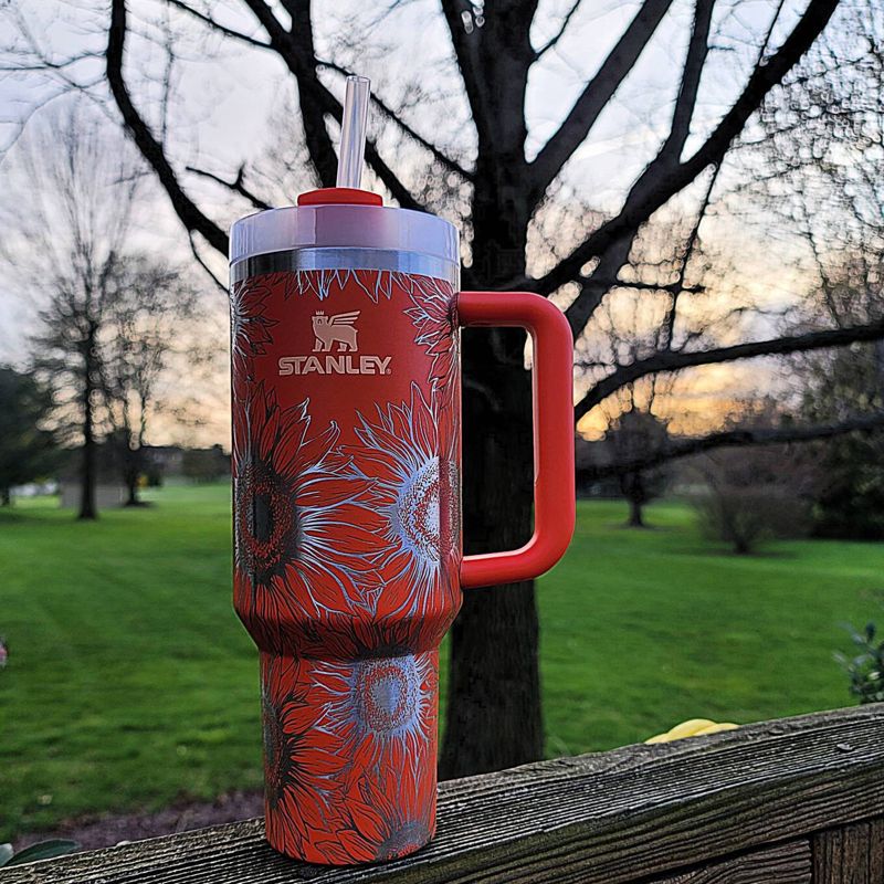 Sunflower Stanley, **FREE KEYCHAIN, Engraved 40 oz Tumbler, Engraved Stanley, Full Wrap, Sunflower, Quencher H2.0, Personalized Stanley (30oz Fog H2.0, Sunflower Only)