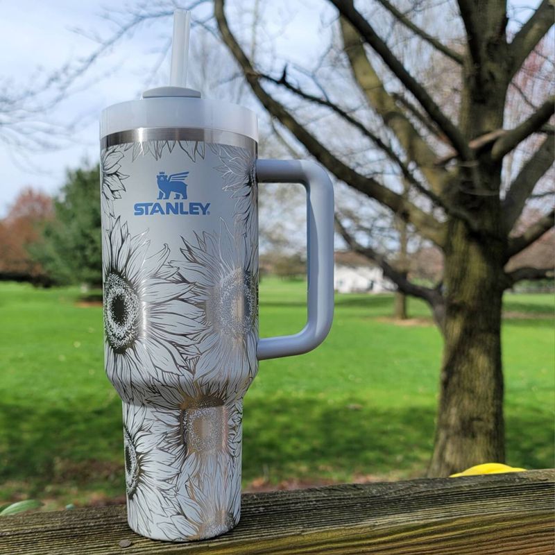 Sunflower Stanley, **FREE KEYCHAIN, Engraved 40 oz Tumbler, Engraved Stanley, Full Wrap, Sunflower, Quencher H2.0, Personalized Stanley (30oz Fog H2.0, Sunflower Only)