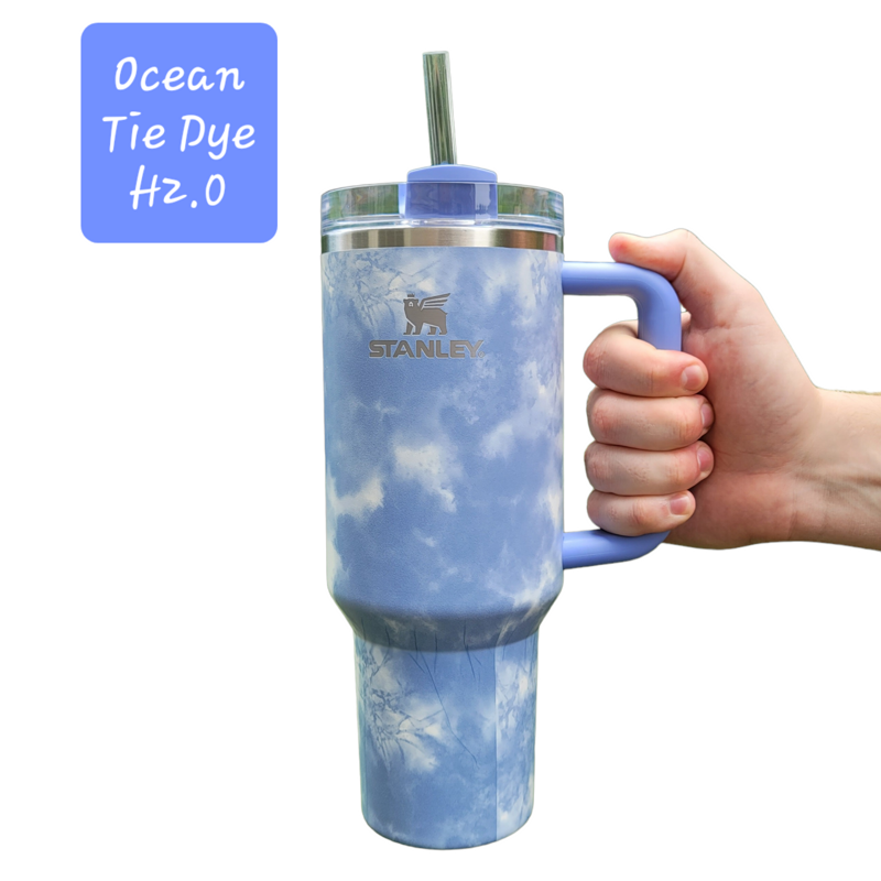 Sunflower Stanley, **FREE KEYCHAIN, Engraved 40 oz Tumbler, Engraved Stanley, Full Wrap, Sunflower, Quencher H2.0, Personalized Stanley (Ocean Tie Dye H2.0, Sunflower Only)