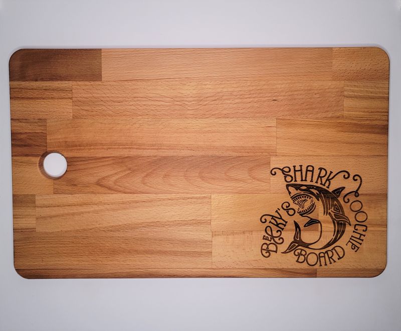 Laser "Shark Coochie Board", Able to Personalize, Shark, Laser Engraved, Charcuterie Board, Customized Cutting Board, White Elephant Gift (Shark Coochie Board)