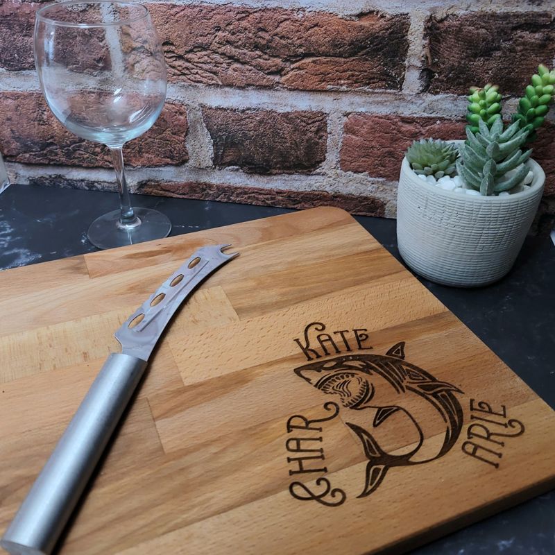 Laser "Shark Coochie Board", Able to Personalize, Shark, Laser Engraved, Charcuterie Board, Customized Cutting Board, White Elephant Gift (Shark Coochie Board)