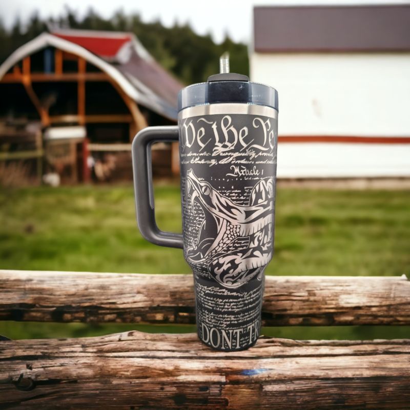 We the People, Don't Tread on Me, Liberty Tumbler, Laser Engraved Stanley, American Pride, (30oz Fog H2.0)