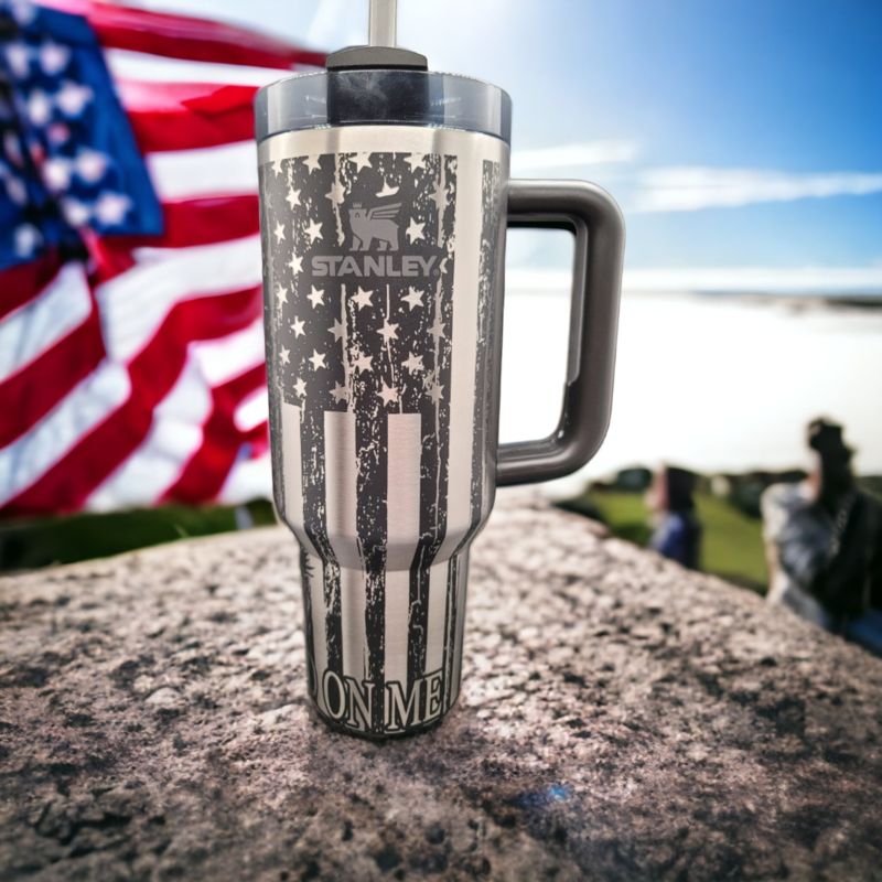 We the People, Don't Tread on Me, Liberty Tumbler, Laser Engraved Stanley, American Pride, (30oz Fog H2.0)