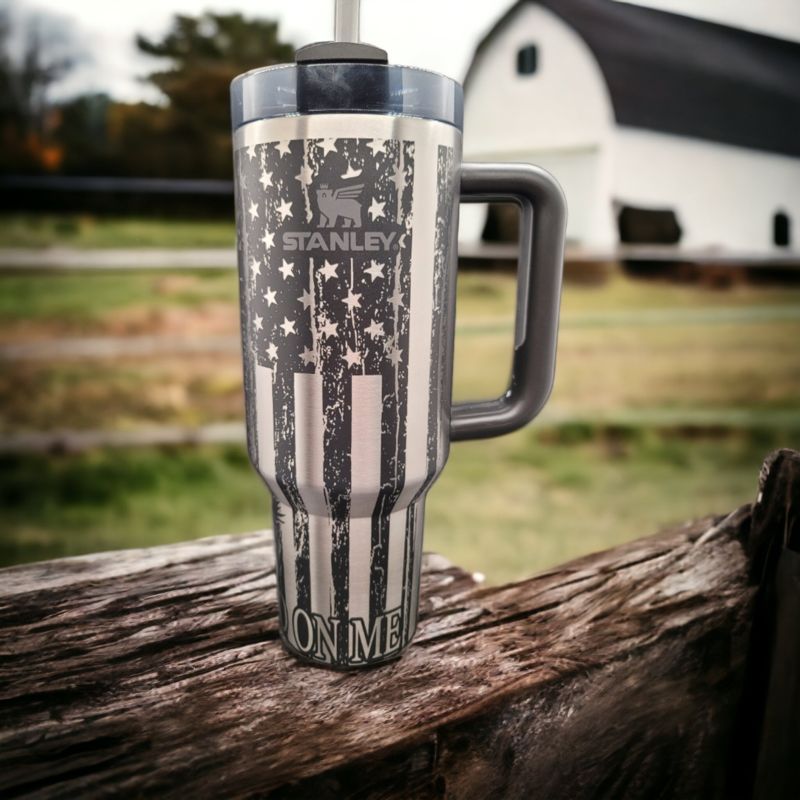 We the People, Don't Tread on Me, Liberty Tumbler, Laser Engraved Stanley, American Pride, (30oz Fog H2.0)