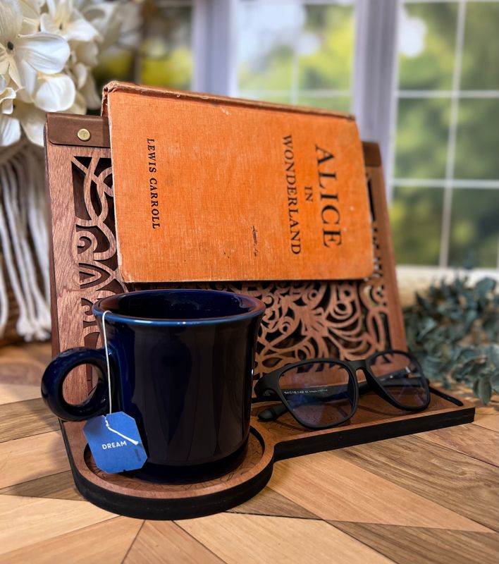 Book Valet, Book Caddy, Bedside Book Holder, Book Stand, Wooden Book Valet Tray, Nightstand Book Storage