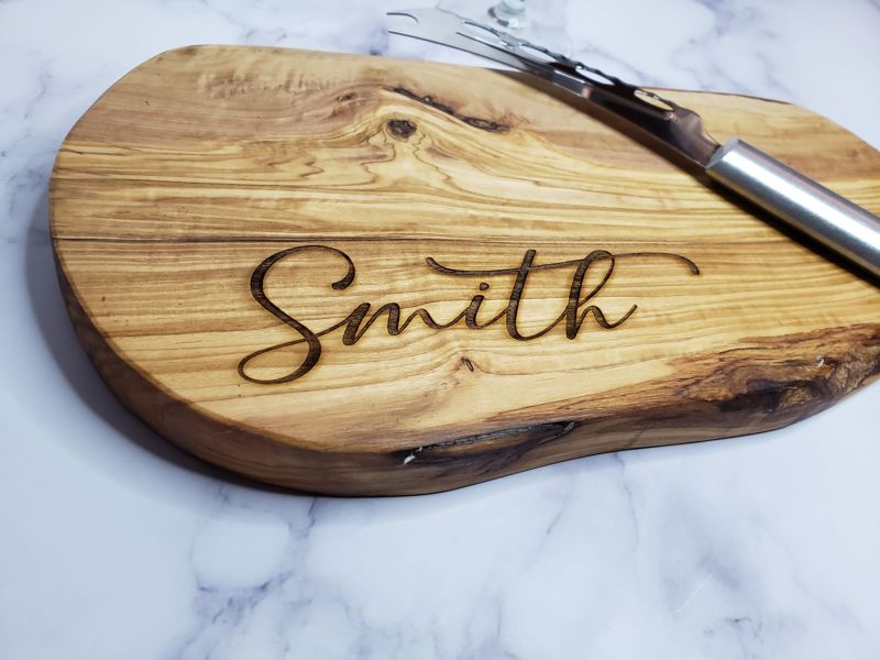 Olive Wood Cutting Board, Olive Wood Live Edge, Olive Wood Engraved Cutting Board, Olivewood Cutting Board, Olive Wood Personalized (Option 1)