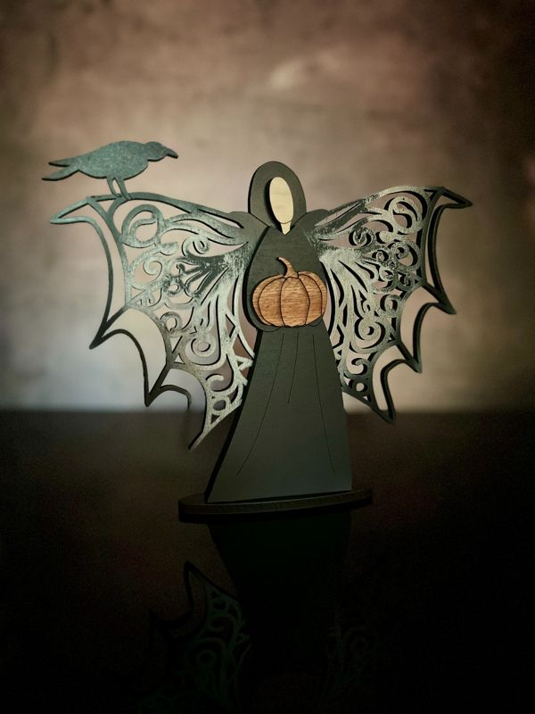 Dark Halloween Angel Shelf Sitter: A Spooky Elegance!