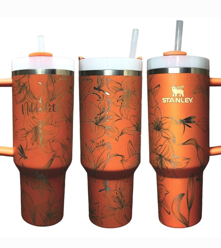Lily Stanley, Lillies Stanley, Dragonfly Stanley, Engraved 40oz Tumbler, Dragonfly Tumbler, Lily Tumbler, Full Wrap Wildflower and Dragonfly (30oz Fog H2.0, Lily Only)