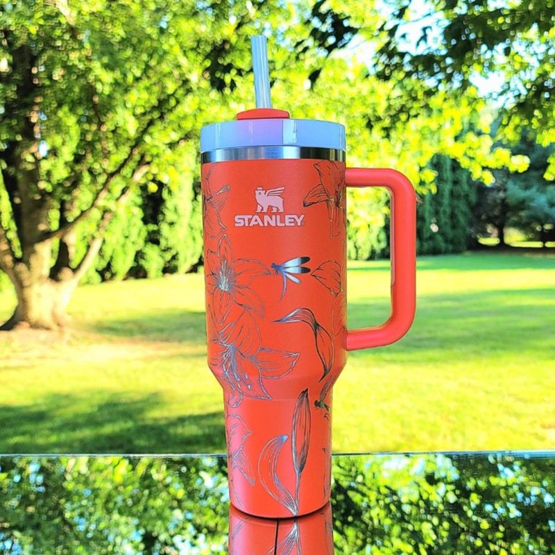 Lily Stanley, Lillies Stanley, Dragonfly Stanley, Engraved 40oz Tumbler, Dragonfly Tumbler, Lily Tumbler, Full Wrap Wildflower and Dragonfly (30oz Fog H2.0, Lily Only)