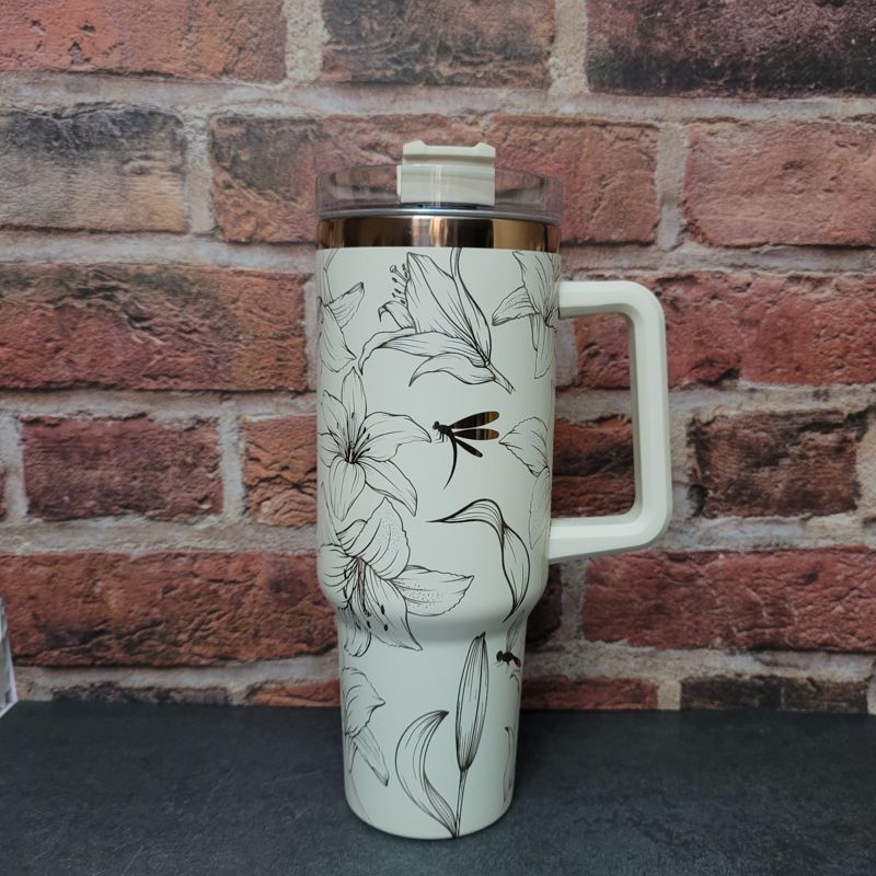 Lily Stanley, Lillies Stanley, Dragonfly Stanley, Engraved 40oz Tumbler, Dragonfly Tumbler, Lily Tumbler, Full Wrap Wildflower and Dragonfly (30oz Fog H2.0, Lily Only)