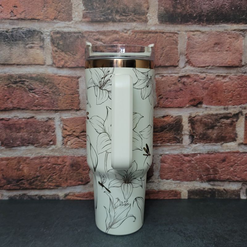 Lily Stanley, Lillies Stanley, Dragonfly Stanley, Engraved 40oz Tumbler, Dragonfly Tumbler, Lily Tumbler, Full Wrap Wildflower and Dragonfly (30oz Fog H2.0, Lily Only)