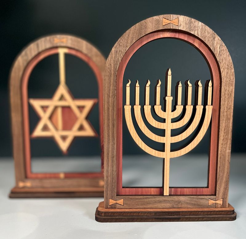 Hannukah  Arch Mantle Decor - Menorah and Star of David