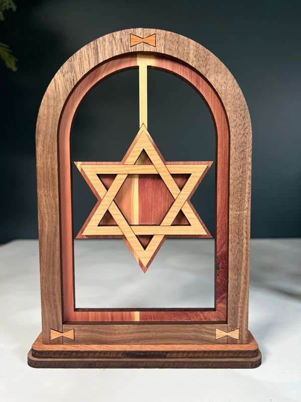 Hannukah  Arch Mantle Decor - Menorah and Star of David