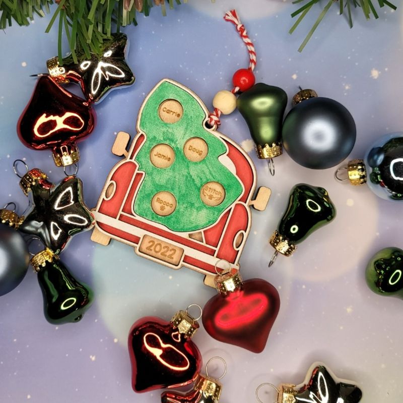 Red Pickup Truck Personalized Family Ornament