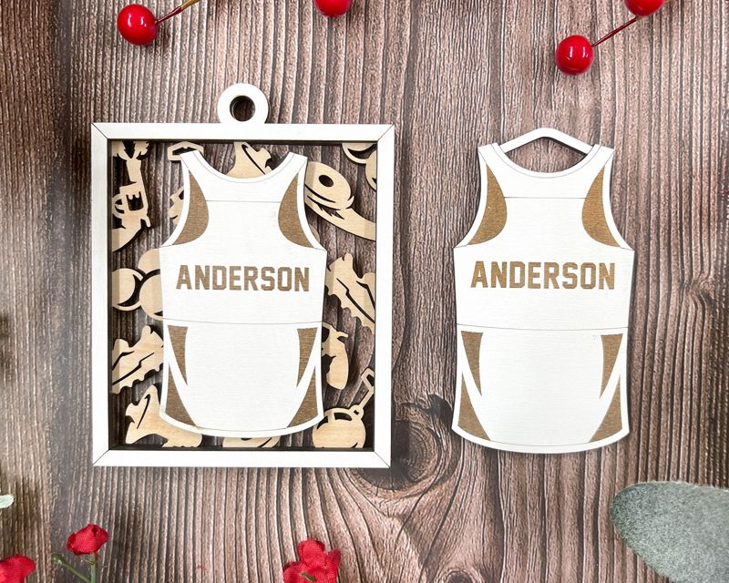 Personalized Jersey Style Sports Ornaments for School and College Kids - Custom Engraved, Two-Layered, and Color Options - Perfect for Baseball, Basketball, Football, and More!