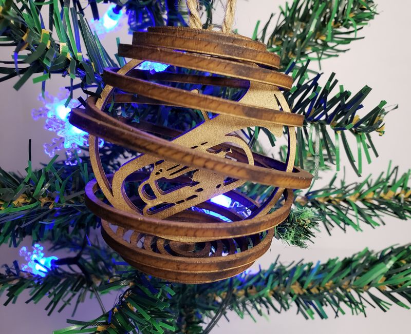 Handcrafted Spiral Wood Globe Ornament - Unique Laser-Cut Musician's Gift - Personalized Instrument Nesting - Customizable Colors