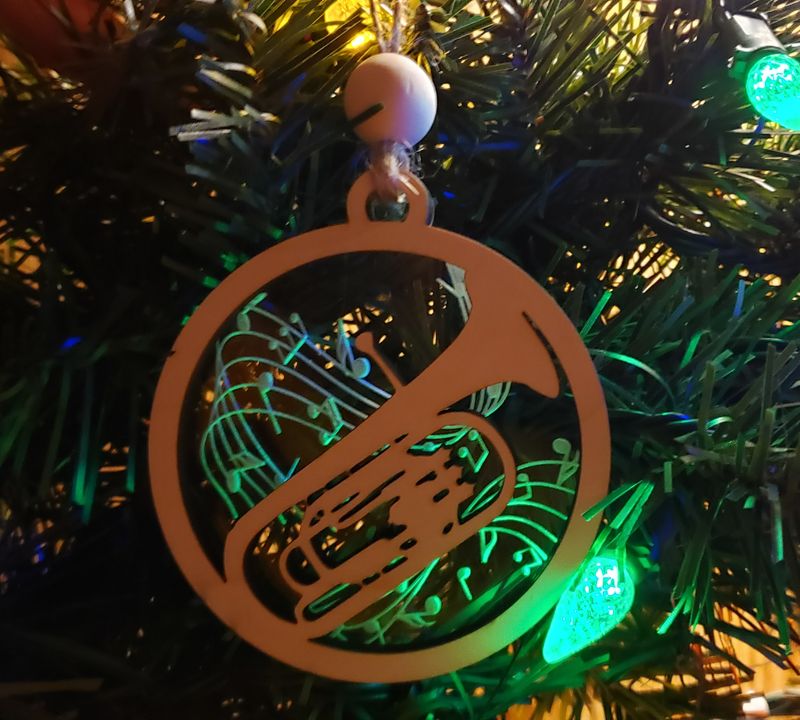 2-Layered Instrument Ornament - Handcrafted and Laser-Cut Musical Magic - Unique Gift for Musicians - Christmas Lights Glow Through Clear Acrylic