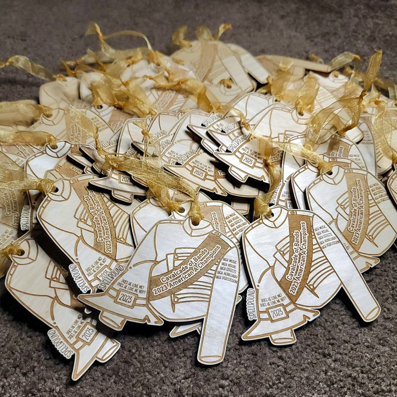 Handcrafted Marching Band Tunic Ornament - Personalized with Year and Show Theme - NFC Chip for Show Video