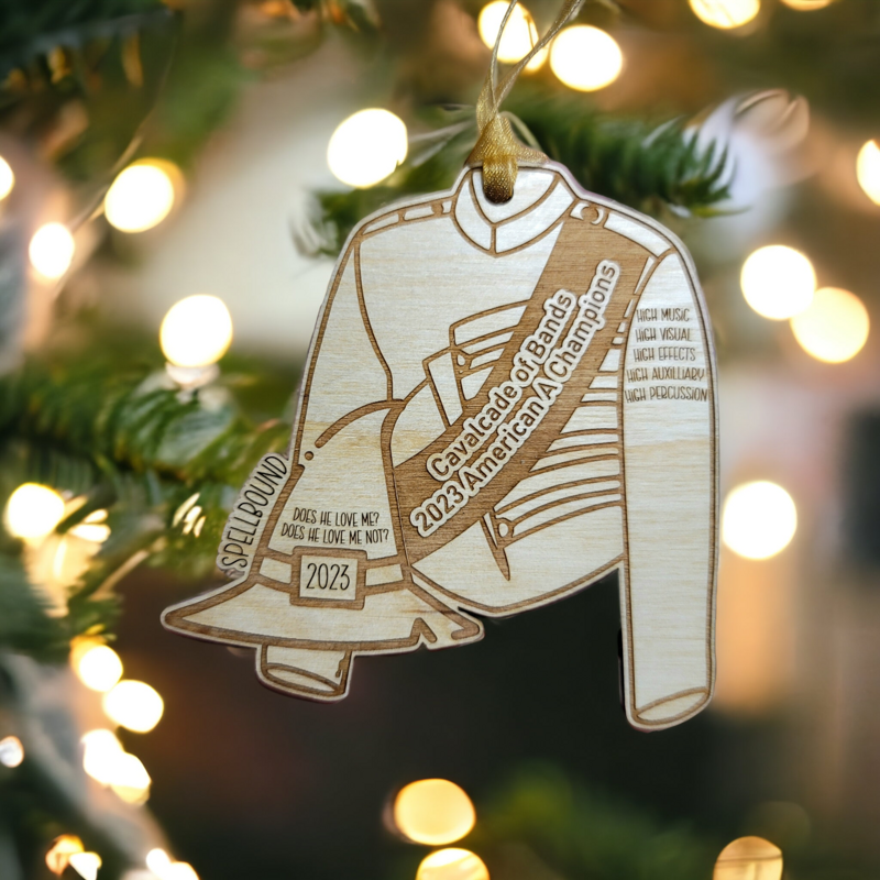 Handcrafted Marching Band Tunic Ornament - Personalized with Year and Show Theme - NFC Chip for Show Video