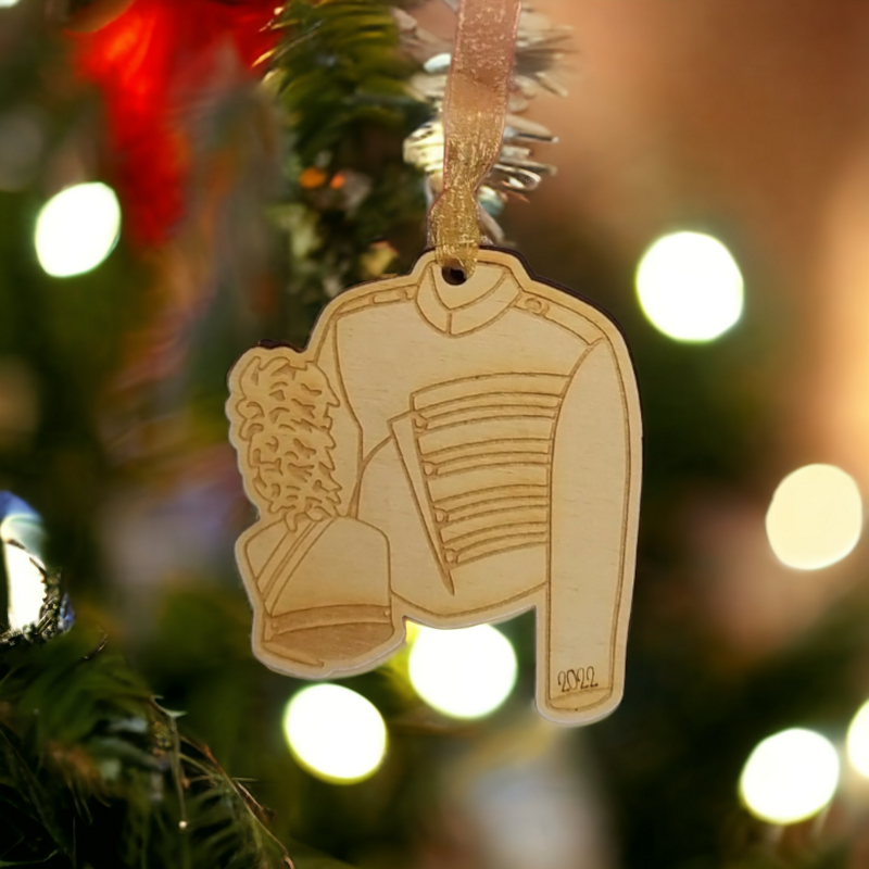 Handcrafted Marching Band Tunic Ornament - Personalized with Year and Show Theme - NFC Chip for Show Video