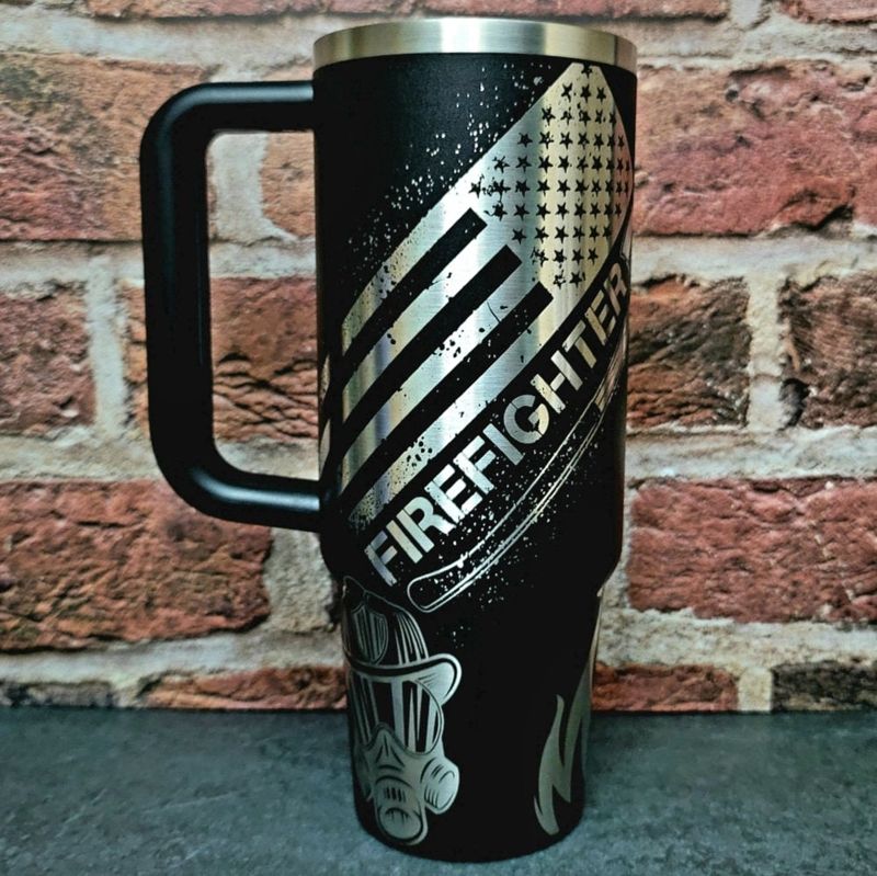 Laser-Engraved Firefighter Tribute Tumbler - Celebrate Your Hero in Style (30oz Fog H2.0, Fireman Only)