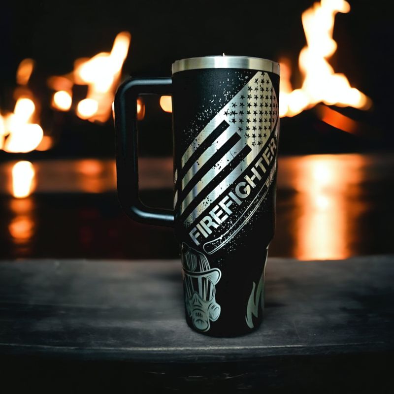 Laser-Engraved Firefighter Tribute Tumbler - Celebrate Your Hero in Style (30oz Fog H2.0, Fireman Only)