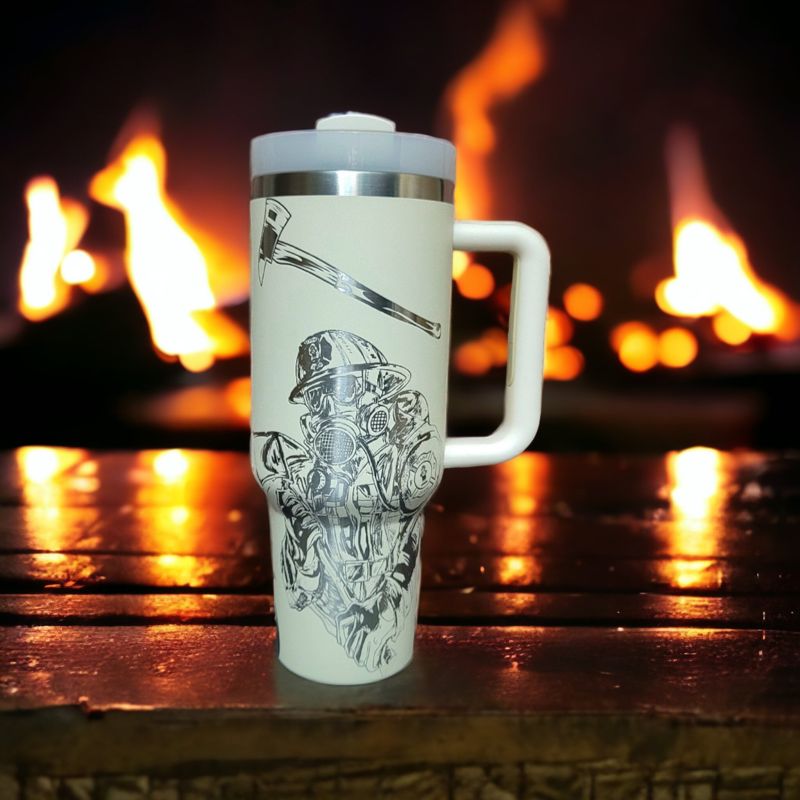 Laser-Engraved Firefighter Tribute Tumbler - Celebrate Your Hero in Style (30oz Fog H2.0, Fireman Only)