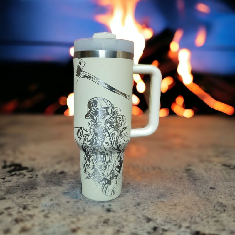 Laser-Engraved Firefighter Tribute Tumbler - Celebrate Your Hero in Style (30oz Fog H2.0, Fireman Only)