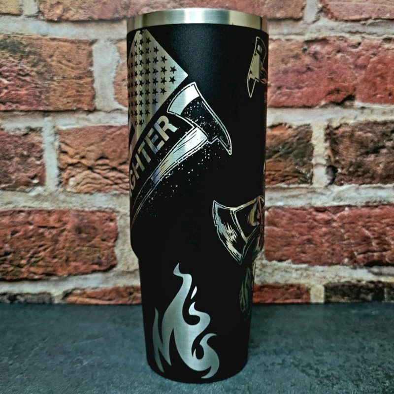 Laser-Engraved Firefighter Tribute Tumbler - Celebrate Your Hero in Style (30oz Fog H2.0, Fireman Only)