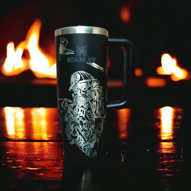 Laser-Engraved Firefighter Tribute Tumbler - Celebrate Your Hero in Style (30oz Fog H2.0, Fireman Only)