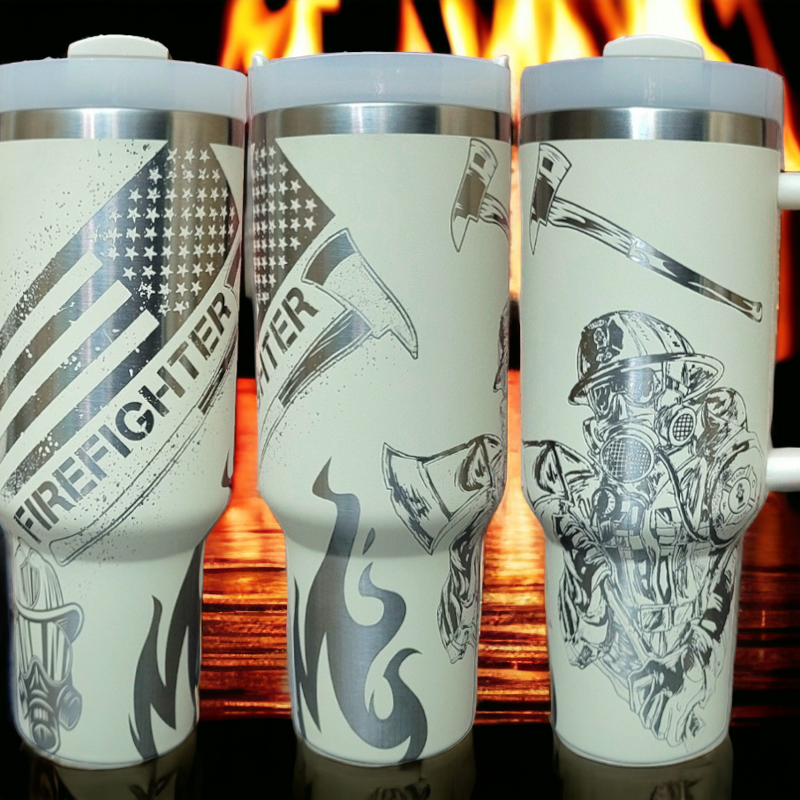 Laser-Engraved Firefighter Tribute Tumbler - Celebrate Your Hero in Style (30oz Fog H2.0, Fireman Only)