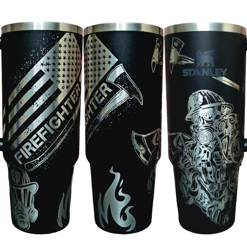 Laser-Engraved Firefighter Tribute Tumbler - Celebrate Your Hero in Style (30oz Fog H2.0, Fireman Only)