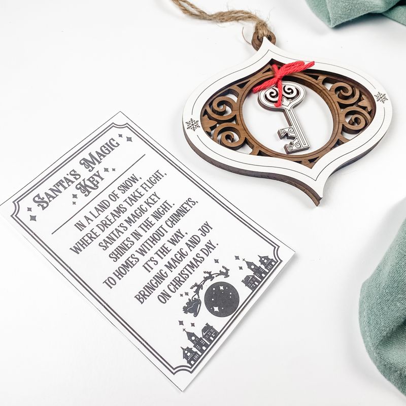 Magical Santa Key Ornament: Handcrafted, Laser-Cut, and Customizable for Enchanting Holiday Moments