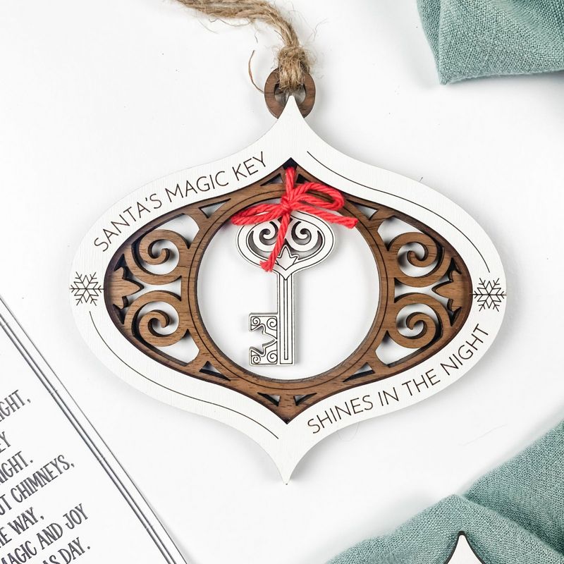 Magical Santa Key Ornament: Handcrafted, Laser-Cut, and Customizable for Enchanting Holiday Moments