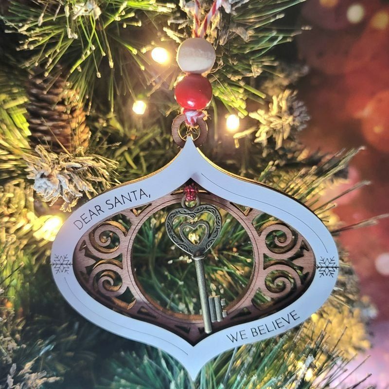 Magical Santa Key Ornament: Handcrafted, Laser-Cut, and Customizable for Enchanting Holiday Moments