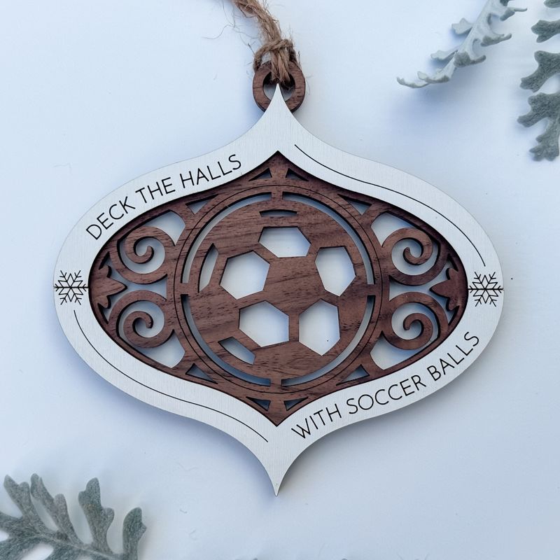 Handcrafted Sports Bauble Ornament: Personalizable Wood Christmas Decor - Baseball, Basketball, Football, Soccer, and More