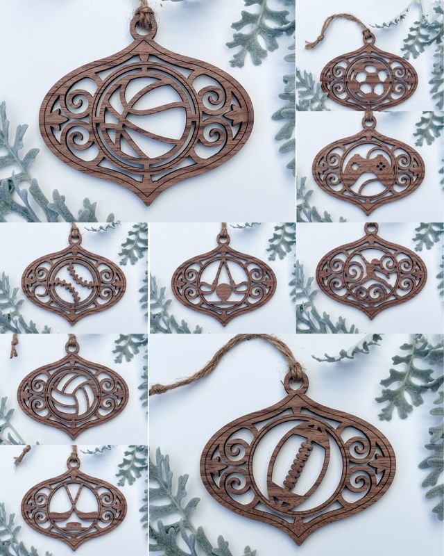 Handcrafted Sports Bauble Ornament: Personalizable Wood Christmas Decor - Baseball, Basketball, Football, Soccer, and More