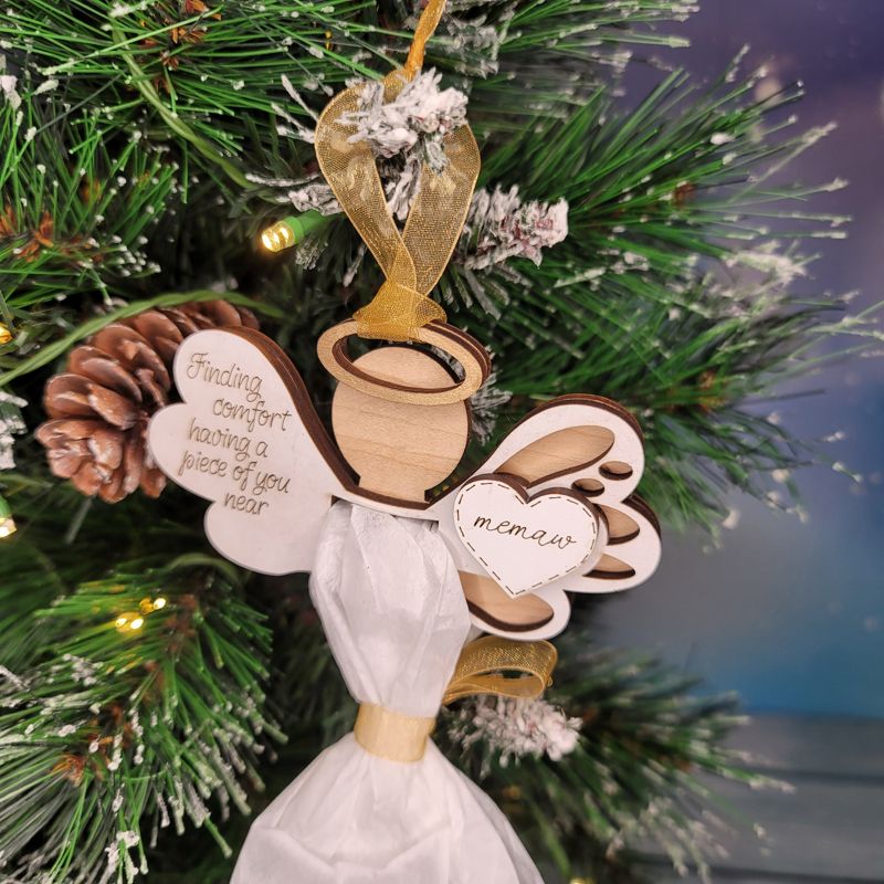 Personalized Angel Memorial Ornament: Engraved Keepsake with Remembrance Loop for Cherished Holiday Tributes