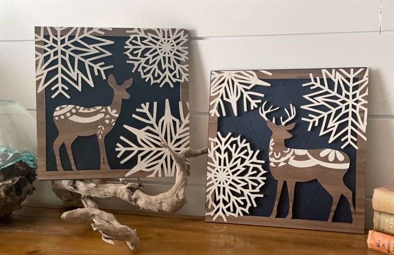 Art Deco Deer Framed Signs